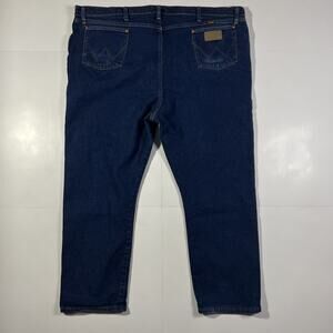 Wrangler Cowboy Cut Straight Fit Jeans Mens 50x30 Dark Wash Flex Stretch Denim